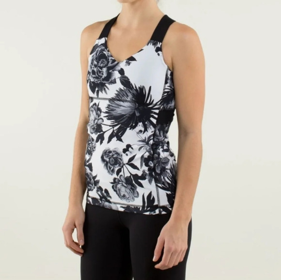Lululemon Push Ur Limits Tank In Brisk Bloom Black White / Black. Women's Size 6 - Picture 14 of 15